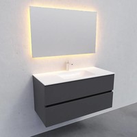 Badkamermeubel Solid Surface AQS Oslo 100x46 cm Midden Mat Antraciet (met 1 kraangat)