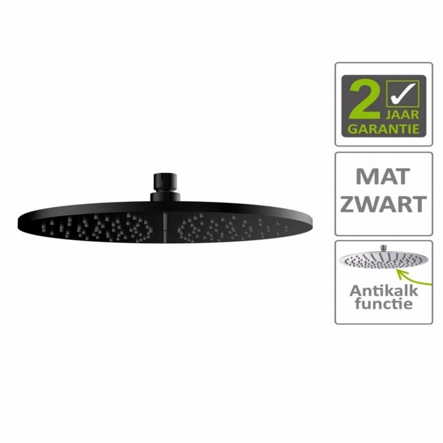 AQS Hoofddouche Luxe Rond 30x30 cm Mat Zwart