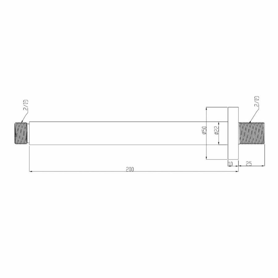 AQS Douchearm Luxe Rond Plafondbevestiging 20cm Mat Zwart