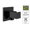 Boss & Wessing AQS Doucheaansluiting Luxe Vierkant Met Opsteek 1/2" Messing Mat Zwart