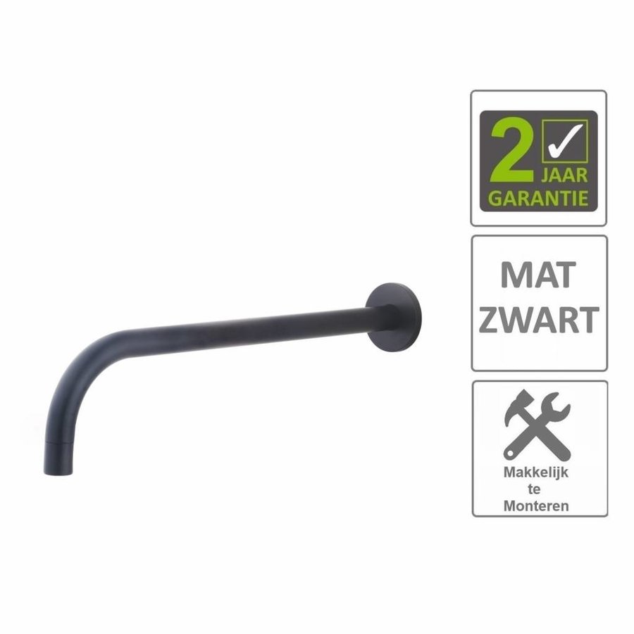 AQS Wastafelkraan Fit Rond 18mm Uitloop 30cm Mat Zwart