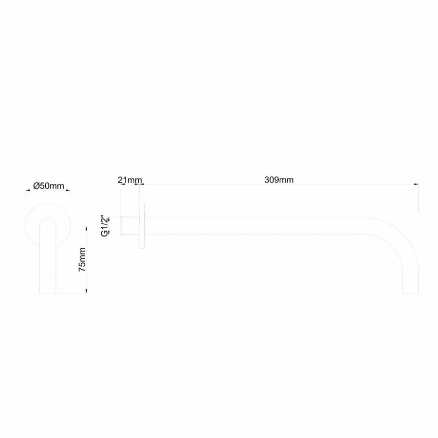 AQS Wastafelkraan Fit Rond 18mm Uitloop 30cm Mat Zwart