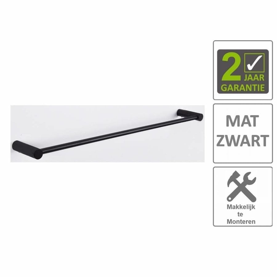 AQS Handdoekrek Mia Enkel 60cm Mat Zwart