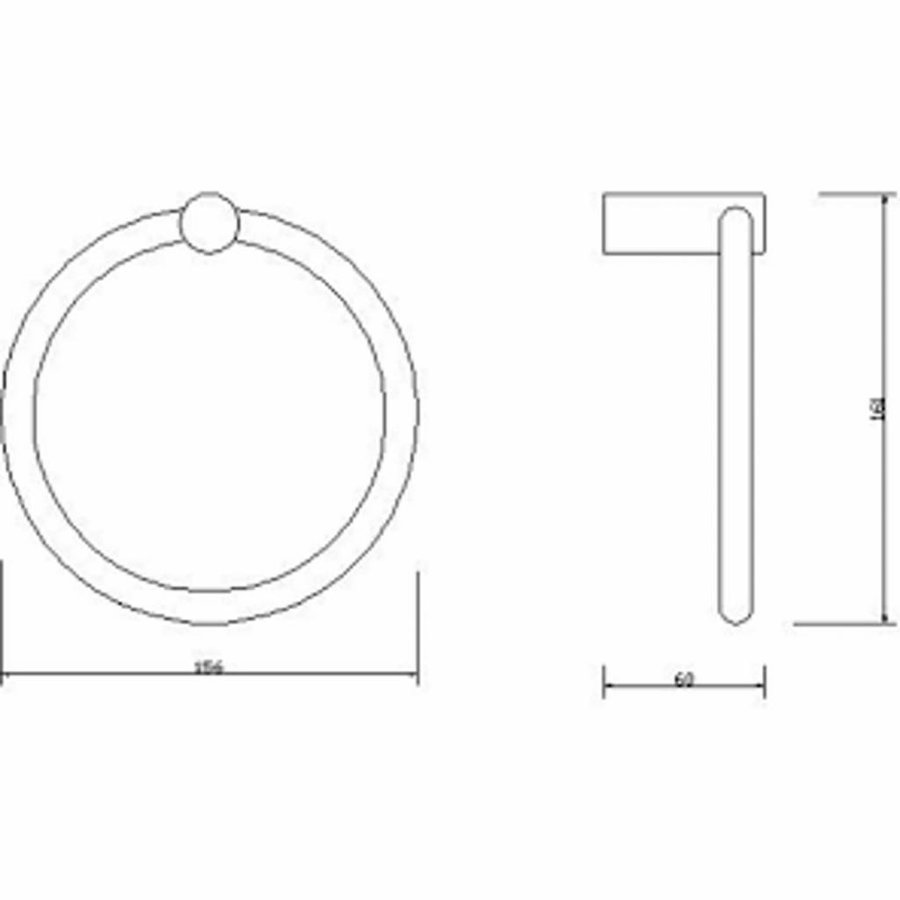AQS Handdoekring Mia Rond Mat Zwart