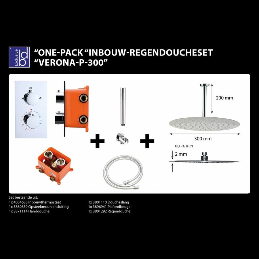 Regendoucheset Best Design Verona P300 Inbouw Met Inbouwbox Chroom