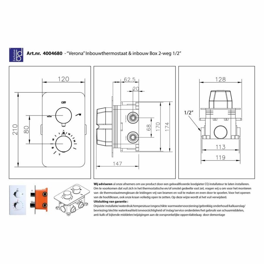 Regendoucheset Best Design Verona M300 Inbouw Met Inbouwbox Chroom