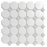 Mozaïek Paris 29.5x29.5 cm Geglazuurd Porselein, Octagon Mat En Glanzend Wit En Grijs (Prijs Per m2)