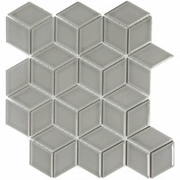 Mozaïek Paris 26.6x30.5 cm Geglazuurd Porselein, Cubic En Glanzend Licht Grijs (Prijs Per m2)