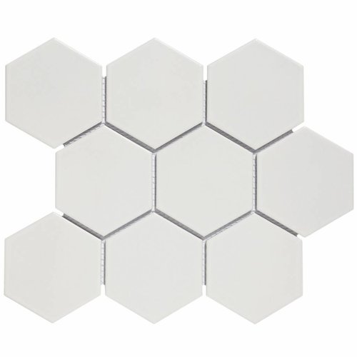 Mozaïek Barcelona 25.6x29.6 cm Geglazuurd Porselein Hexagon Mat Wit (Prijs Per m2) 