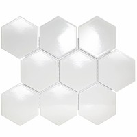 Mozaïek Barcelona 25.6x29.6 cm Geglazuurd Porselein Hexagon Glanzend Wit (Prijs Per m2)