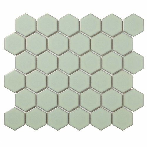 Mozaïektegel The Mosaic Factory Barcelona Hexagon 51x59 mm Porselein Lichtgroen (prijs per m2) 