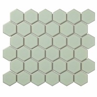 Mozaïek Barcelona 28.1x32.5 cm Geglazuurd Porselein Hexagon Glanzend Licht Groen Met Rand (Prijs per m2)