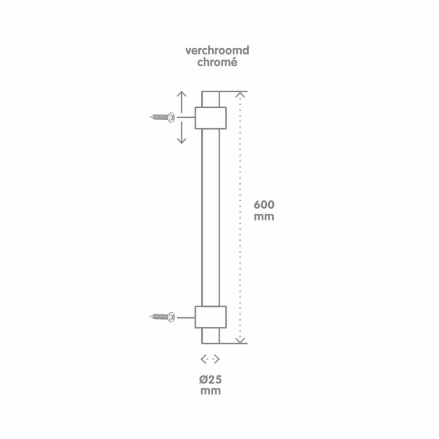 Glijstang VM Adi 60cm Exclusief Garnituur Chroom