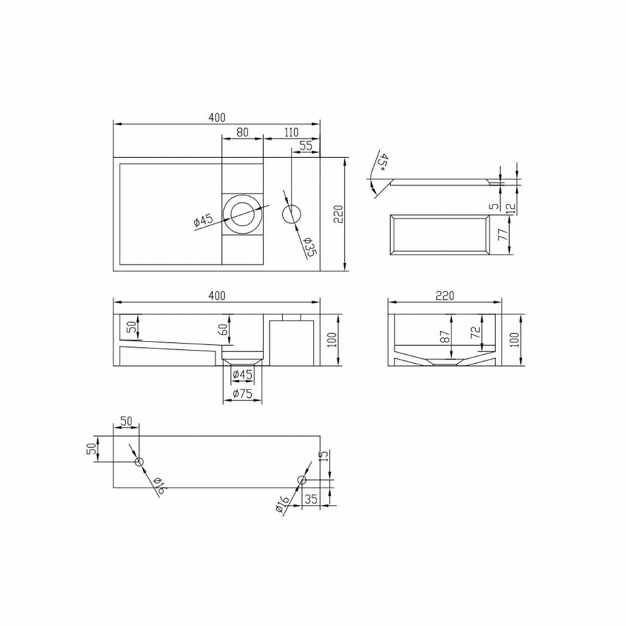 Fontein Ideavit Solidcube 40x22x10 cm Solid Surface Mat Wit