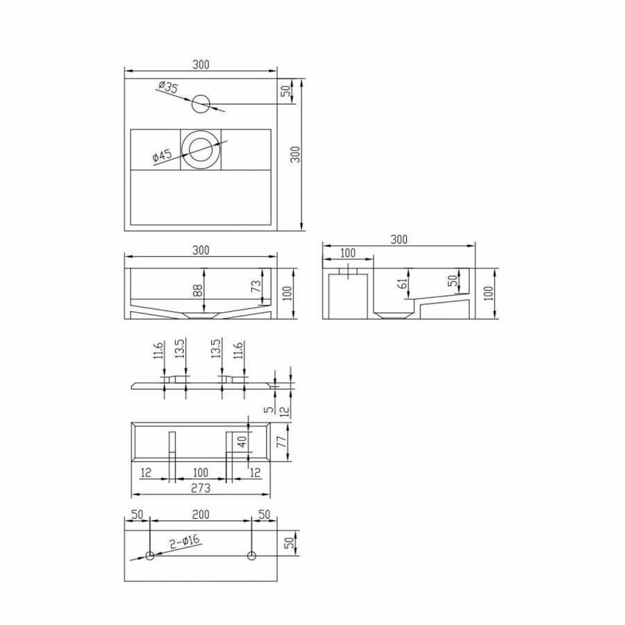 Fontein Ideavit Solidcube 30x30x10 cm Solid Surface Mat Wit