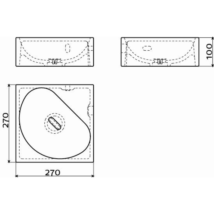 Hoekfontein Clou Flush 5 27x27x10cm Keramiek Glans Wit (Zonder Kraangat)