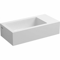 Fontein Clou Flush 3 36x18x9cm Mineraal Marmer Glans Wit (Met Voorbewerkt Kraangat Rechts)