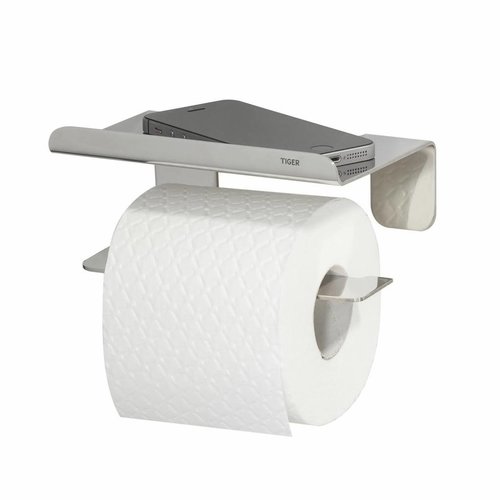 Toiletrolhouder met Plateau Tiger Colar RVS Gepolijst 