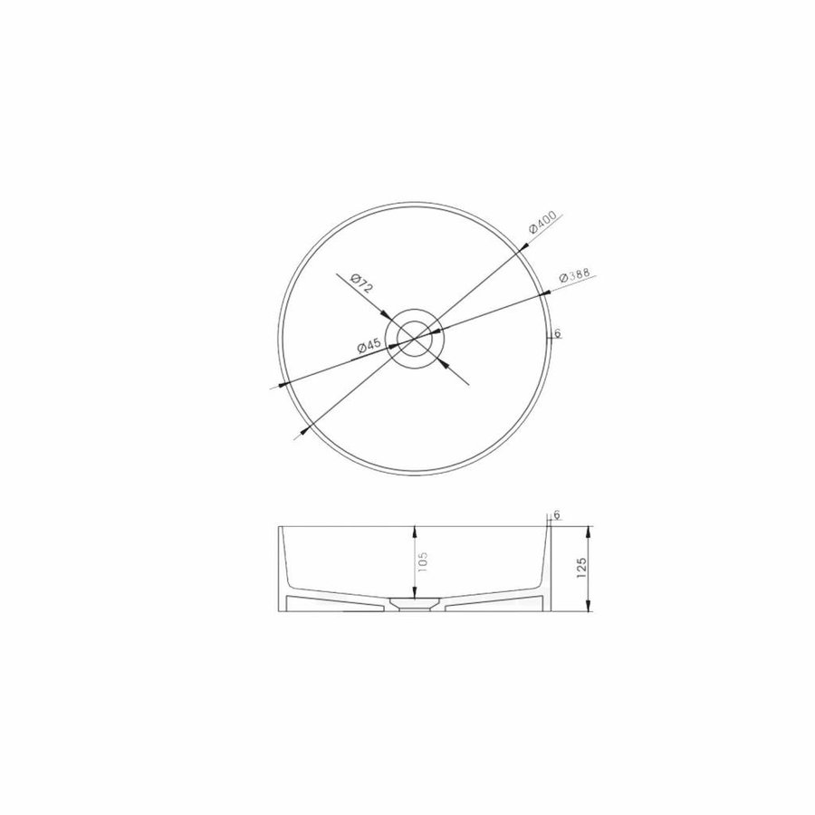 Opbouwwastafel Ideavit Solidthin 40x40x12.5 cm Solid Surface Mat Wit