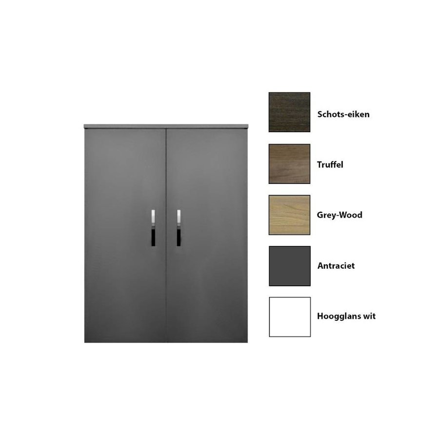 Kolomkast Sanicare Q1/Q4/Q12 2-Deurs Soft-Closing Chromen Greep 90x67x32 cm Grey-Wood