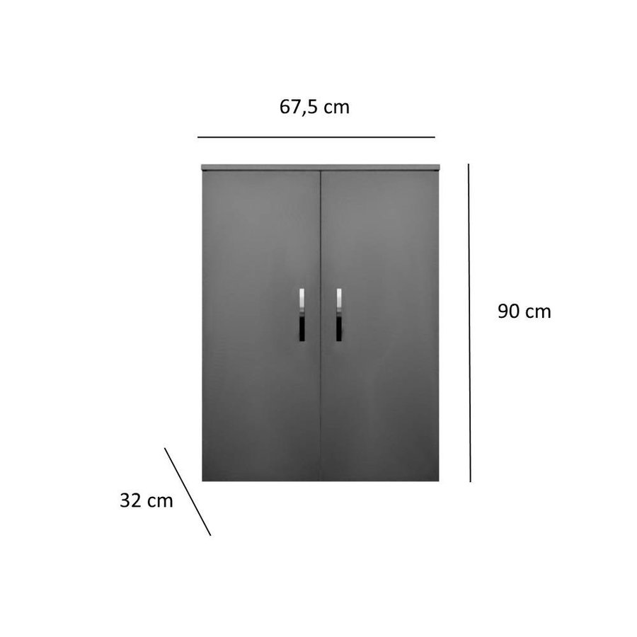 Kolomkast Sanicare Q1/Q4/Q12 2-Deurs Soft-Closing Chromen Greep 90x67x32 cm Hoogglans Wit