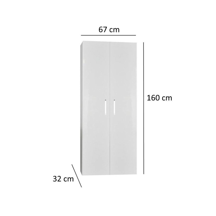 Kolomkast Sanicare Q6/Q14 2-Deurs Soft-Closing Chromen Greep 160x67x32 cm Schots-Eiken