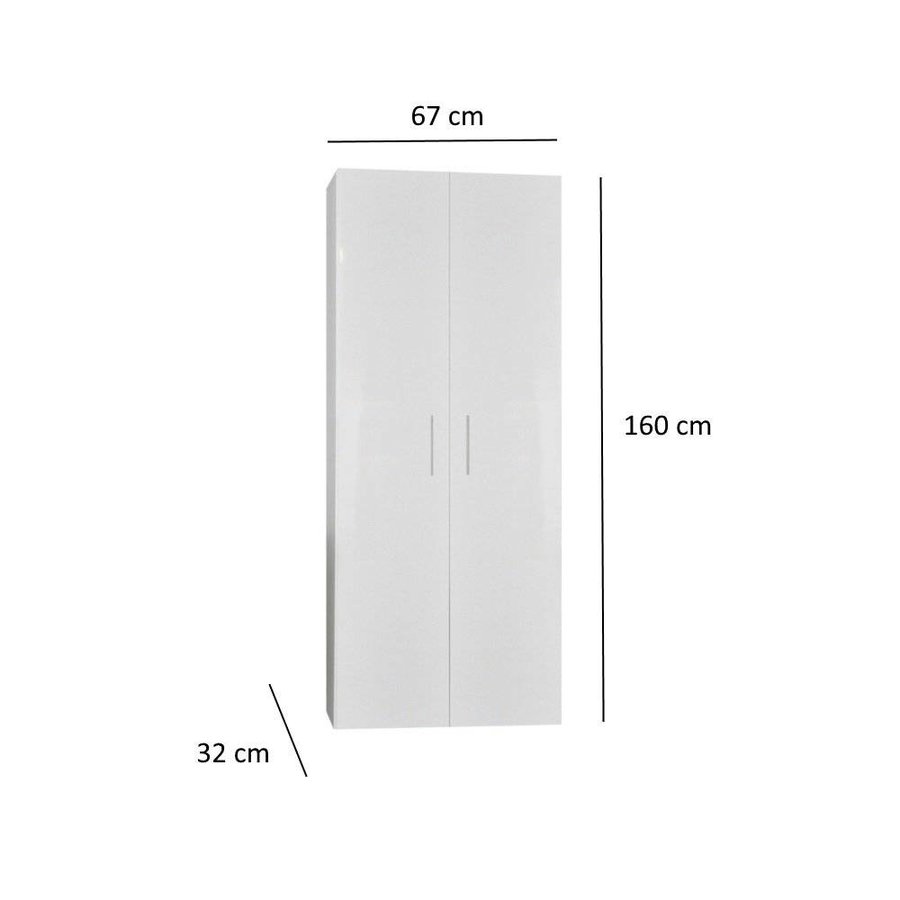 Kolomkast Sanicare Q15 2-Deurs Soft-Closing 160x67x32 cm Hoogglans Wit