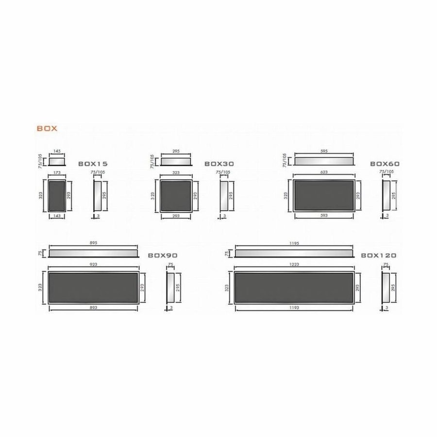 Inbouwnis LoooX boX 120x30x7 cm RVS