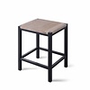 Looox Badkamer Kruk LoooX Wooden Stool met Frame 35x30x45 cm Massief Eiken Old Grey Mat Zwart