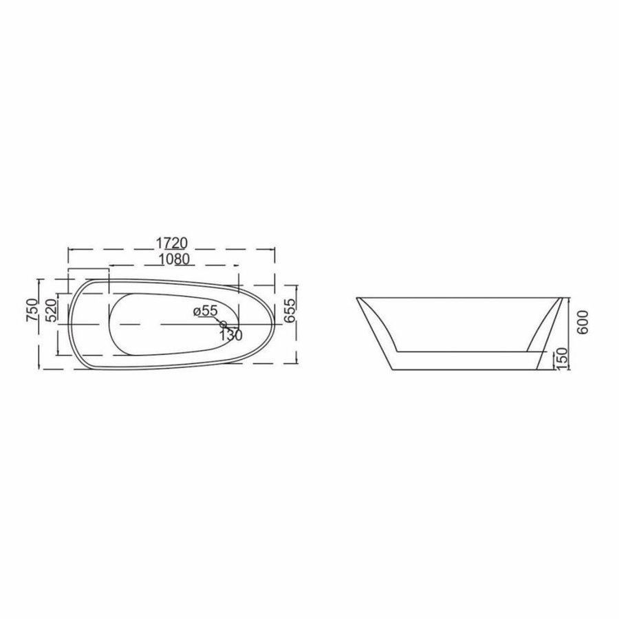 Vrijstaandbad Best Design Gold Feeling 175x75x68 cm Goud