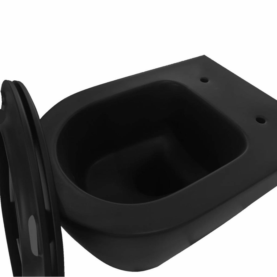 Toiletpot Civita Black Keramiek 50x35cm Rimless Mat Zwart (Incl. zitting)