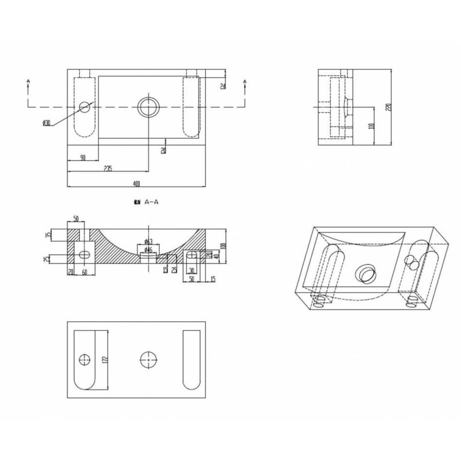 Fontein Wiesbaden Hardsteen 40x22x10xcm Links