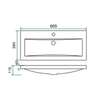 Wiesbaden wastafel 60cmx36cm één kraangat wit