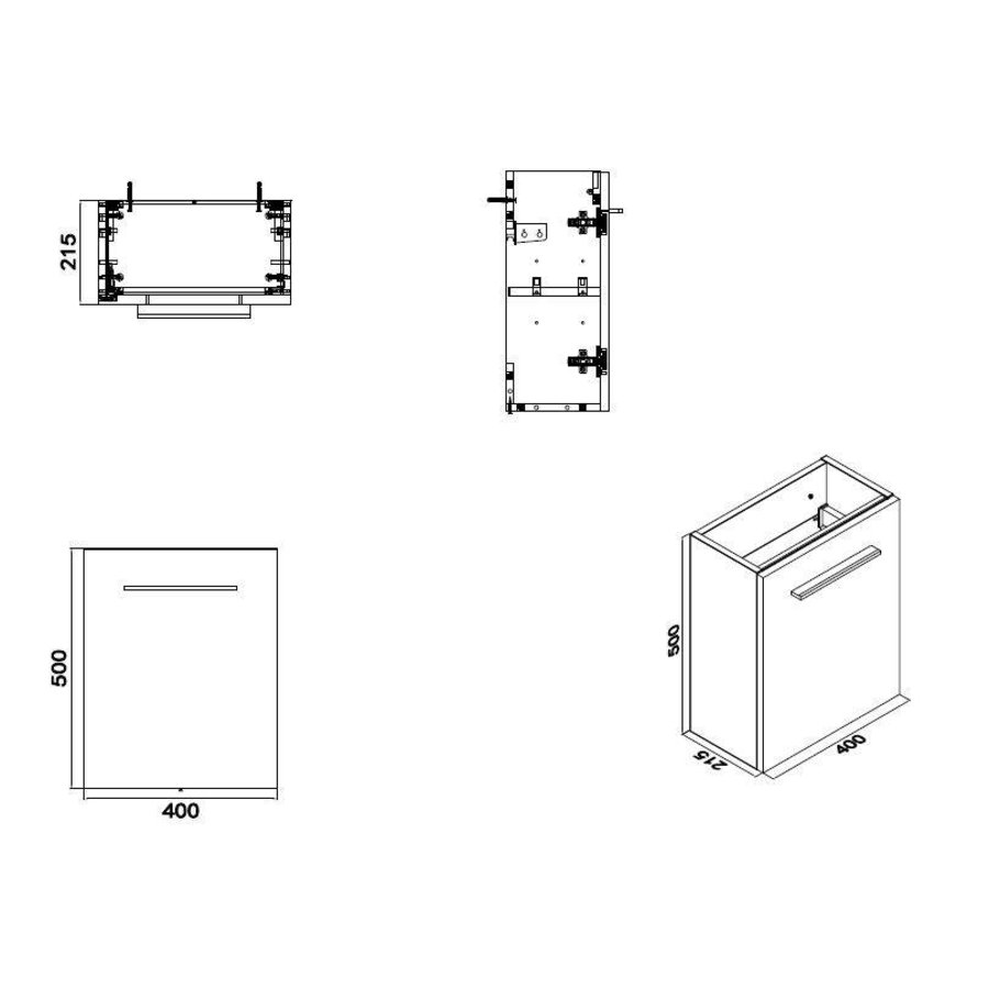 Wiesbaden fonteinkast tbv HS fonteintje l/r 1 deur 40x21 licht-eiken