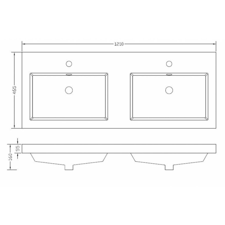 Wiesbaden Vision dubbele kunstmarmer wastafel 120x46 wit