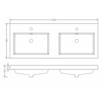 Wiesbaden Vision dubbele kunstmarmer wastafel 120x46 wit