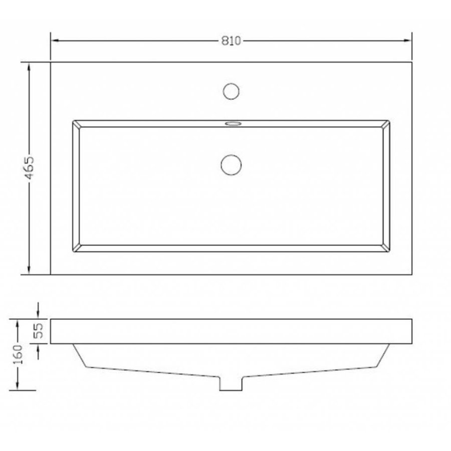 Wiesbaden Vision kunstmarmer wastafel 80x46 wit