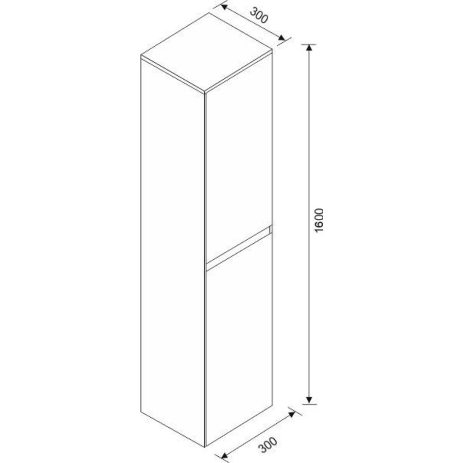 Wiesbaden Tigris Losse kast 1600x300x300 houtnerf grijs