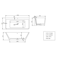 Solid Surface semi-vrijstaand bad  type 3 1790x845x575