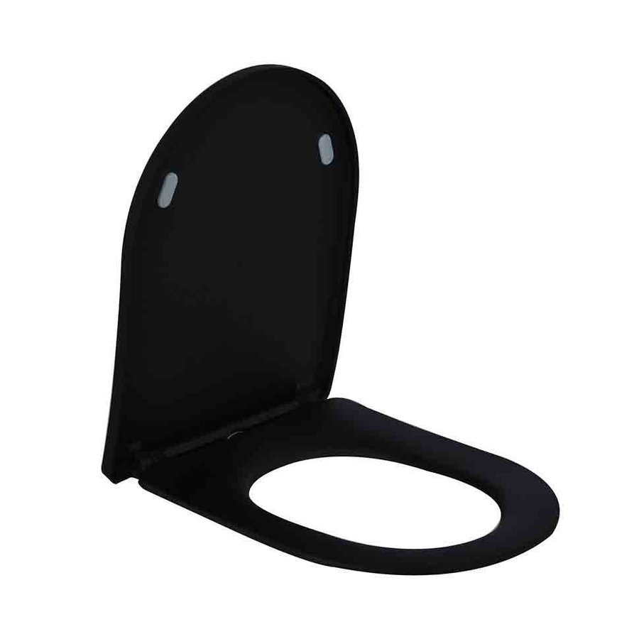 Wiesbaden Shade Slim toiletzitting + deksel one-touch mat-zwart