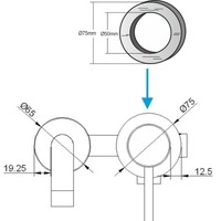 Rozet 75mm tbv kraangedeelte 29.4111 chroom