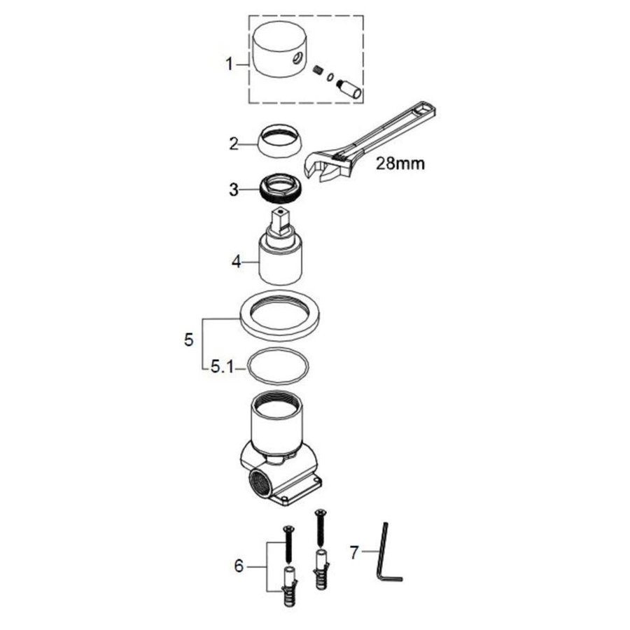 Wiesbaden Caral inbouw-mengkraan zonder uitloop chroom