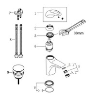 Wiesbaden Athos KIWA wastafelmengkraan + clickwaste chroom