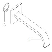 Wiesbaden inbouw-uitloop vierkant 22cm 1/2'' chroom
