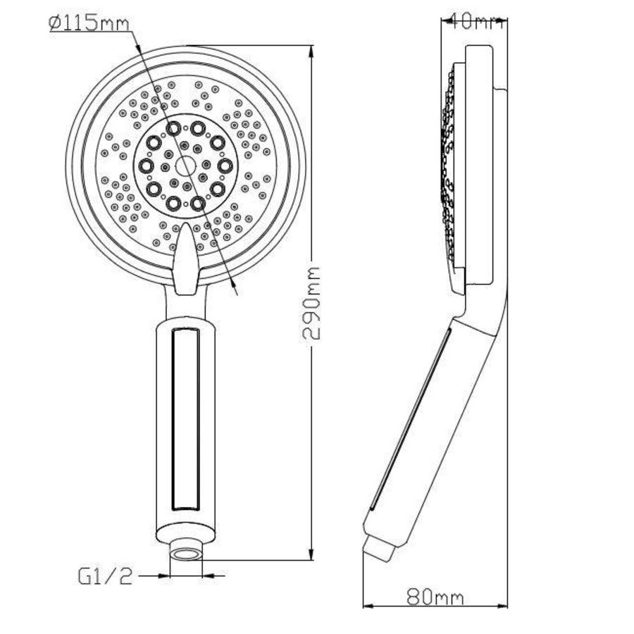 Wiesbaden Triton verstelbare handdouche 10cm chr.