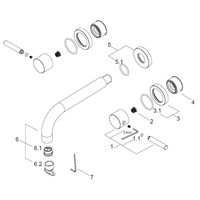 Wiesbaden Caral 2-knops wastafel-afbouwdeel geb.staal