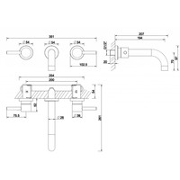 Wiesbaden Caral 2-knops wastafel-afbouwdeel geb.staal