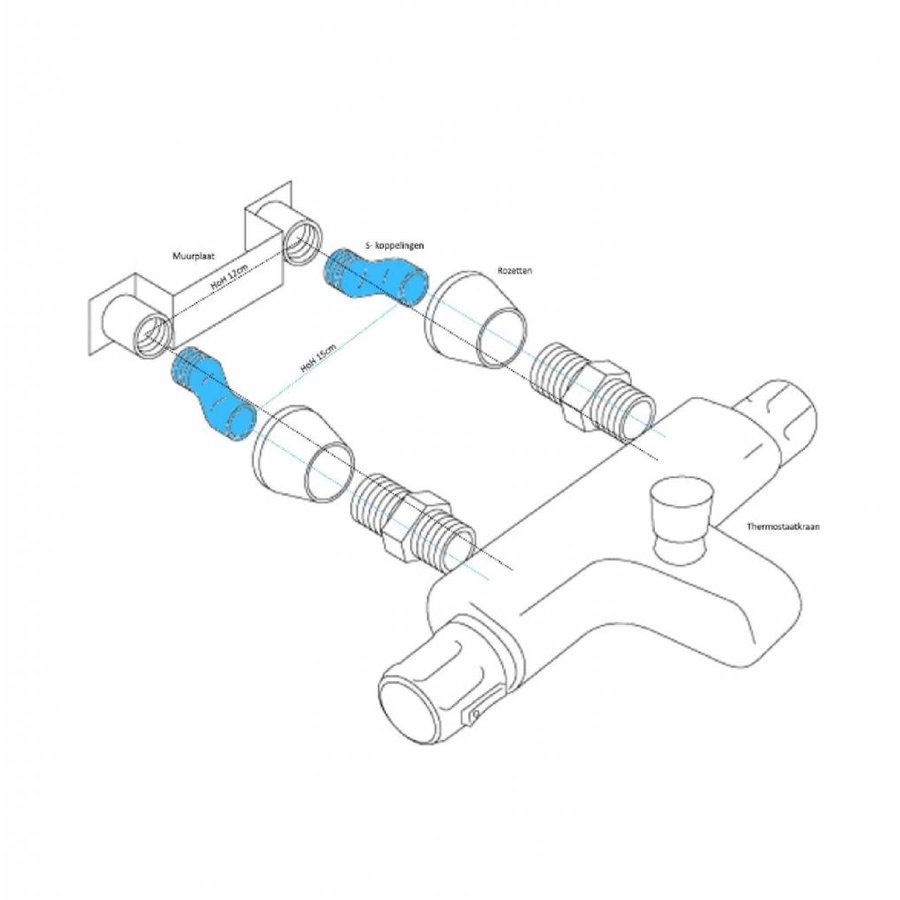 S Koppeling Wiesbaden Set 3'4inch x3'8inch Groot