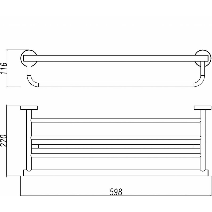 Wiesbaden 304-handdoekrek lig/hang rond 60cm RVS