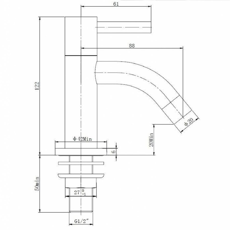 Toiletkraan Wiesbaden Cadans KIWA Chroom 1'2 inch